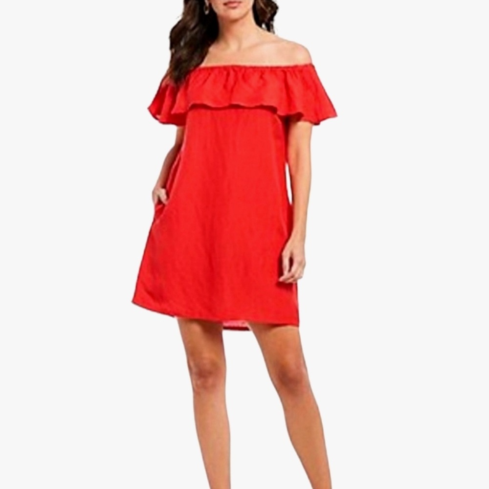 Tommy Bahama Linen Off the Shoulder Ruffle Dress - XS